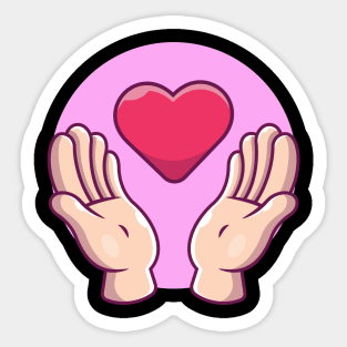 Hands catching love cartoon Sticker